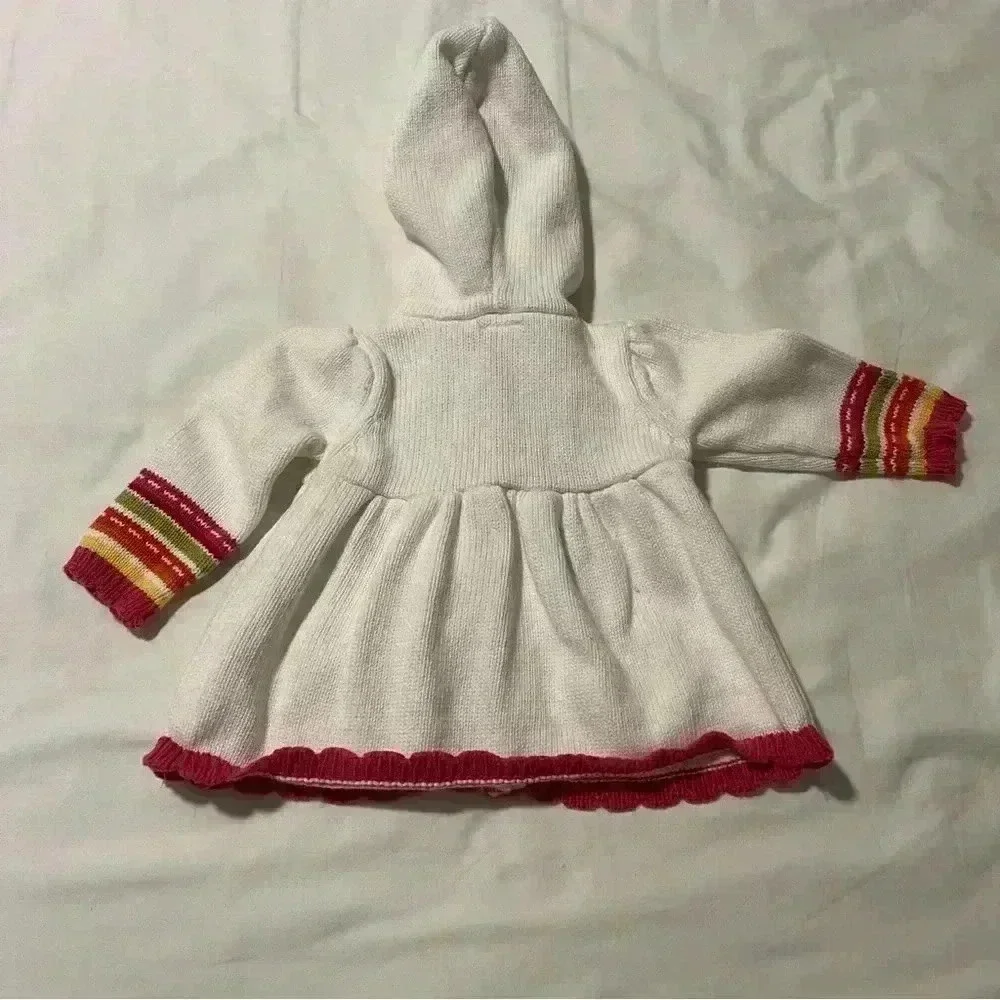 Gymboree EC sweater jacket cardigan 61-12 Months hooded Flower Buttons